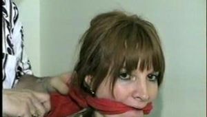 42 Yr OLD DIANE TIGHTLY TIED & GAGGED AT FOOT OF BED (D23-11)