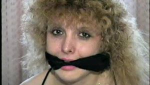 28 YR OLD DOE EYED REBECCA IS BANDANNA CLEAVE GAGGED, HANDGAGGED & ACE BANDAGE CLEAVE GAGGED (D54-3)