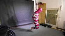 Myxxxy bound and gagged in shiny nylon Rainwear