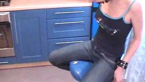 Alice Lee - Short-haired redhead left helpless and barefoot in the kitchen (video)