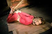 Ermintrude in Red Spy Barefoot Hogtie