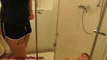 Domi and Kimi backstage with a toilet slave 