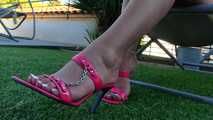 pink heels dangling