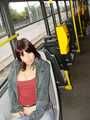 Flashing my tits and pussy on the tram