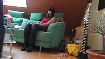 Lisa roped on couch 1/2