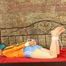 Mara tied and gagged on a princess bed in an old cellar wearing an supersexy shiny lightblue nylon shorts and an orange rain jacket (Pics)