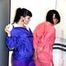 Simone tied by Jill in shiny nylon rainwear