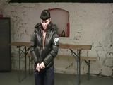 Jill Diamond playing with herself wearing a sexy shiny nylon rain pant and a down jacket (Video)