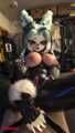 Furry vixen fox milks the slave.