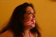 Hot Brunette Damsel Chair Tied