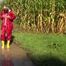 Watch Chloe taking a walk with her shiny nylon Rainwear