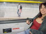 Flashing my tits and pussy on the tram