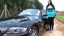 Busty BMW Z4 Bitch – Public Blowjob & Handjob with Gloves in Majork