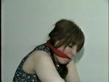 42 Yr OLD DIANE TIGHTLY TIED & GAGGED AT FOOT OF BED (D23-11)