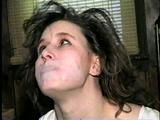 24 YEAR OLD ERICA IS SEMI CLEAR TAPE GAGGED, BALL-TIED WITH ELECTRICAL TAPE & CLEAVE GAGGED (D54-12)