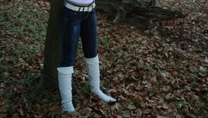 Nelly tied on a tree