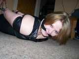 Sandra cuffed and roped