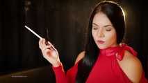 Seductive woman Tanya adores smoking a 120mm cigarette with a holder