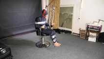 Lana bound and gagged in shiny nylon Rainwear