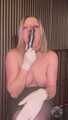 Hanna Engelss - Pussy massage with white gloves and black dildo