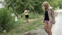 032049 Sam & Carmen Pee Into A Roadside Puddle
