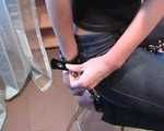 Alice Lee - Short-haired redhead left bound and barefoot in the kitchen (video)