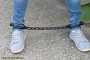 Cuffed to a heavy container