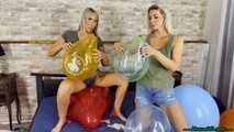 Olivia & Mia - two sexy girls pops your balloons by nail2pop, sit2pop, bite2pop, stomping and one b2p