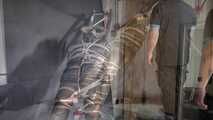 Aiyana bound, gagged and vibed in shiny nylon Downwear