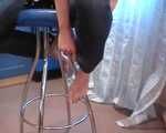 Alice Lee - Short-haired redhead left bound and barefoot in the kitchen (video)