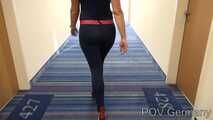"Under german roofs" - A sexy blonde with a hot Spandex trouser in Jeans style