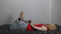 Sarah hogtied and tickled