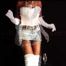 Leather white thigh high boots