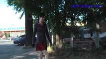 095005 Denise Pees In A Car Lot