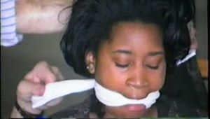19 Yr OLD BLACK STUDENT MOUTH STUFFED, TAPE GAGGED, TIED HANDS OVERHEAD TO STAIRWAY & BLINDFOLDED (D46-5)
