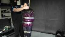 Aiyana bound, gagged, vibed and satisfied :) in a shiny nylon Downjacket