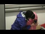 04:20 Min. video with Simone tied and gagged by Jill in shiny nylon rainwear