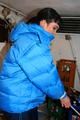 Jill tied and gagged in a down jacket