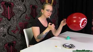 Blow2Pop red "C&A" balloon while smoking