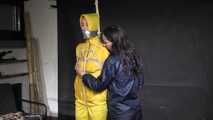 Aiyana and Myxxxy having fun together in shiny nylon Rainwear