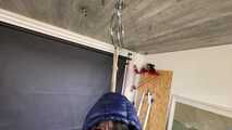 Lana bound and gagged in a shiny nylon Downvest