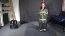 Myxxxy bound gagged and vibed in shiny nylon Rainwear and finally suspended