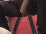 Slave swallows piss but sticks like a vacuum cleaner on pussy 