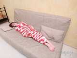 [From archive] Stella - wrapped in red and white duct tape 2