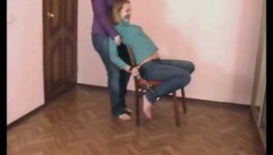 Alexa and Catt - Blonde Alexa gets handcuffed by Catt in a softcore domination scene (video)