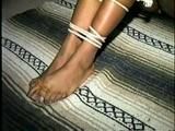 BLACK COLLEGE STUDENT BALL-TIED, BAREFOOT, TOE-TIED & CLEAVE GAGGED (D40-4)