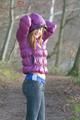 Alina during her walk on the sea wearing sexy shiny nylon down jacket and a shiny nylon shorts under her jeans (Pics)