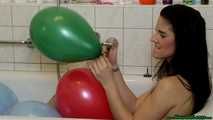 taking a bath with balloons [nails, scissors lighter]