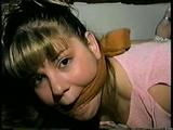 18 YR OLD BABYSITTER HOG-TIED, MOUTH STUFFED, CLEAVE GAGGED, BAREFOOT, FEET & TOE TIED (D42-5)