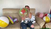 trying to sit2pop and using the heels to destroy beach balls